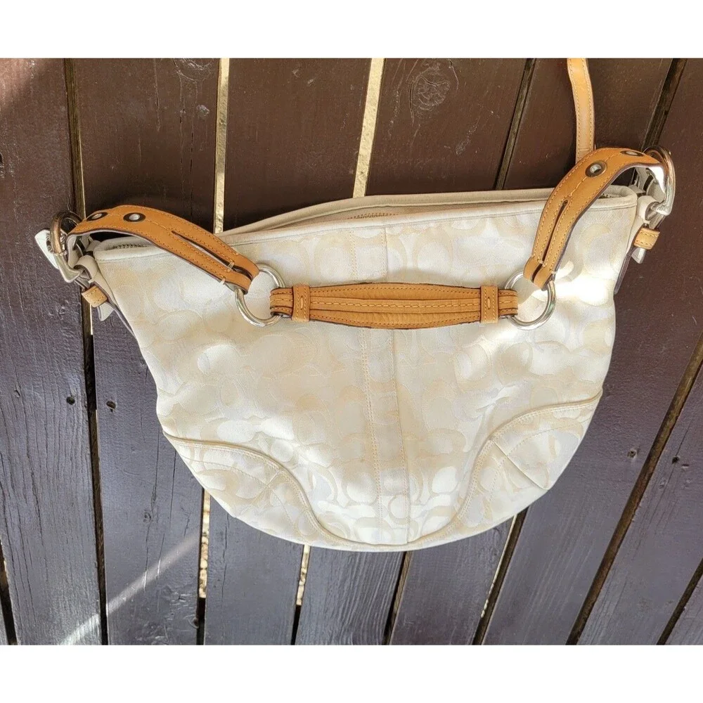 RARE Coach Y2K Optic White Signature C Bumble Bee Small Hobo Bag 5065